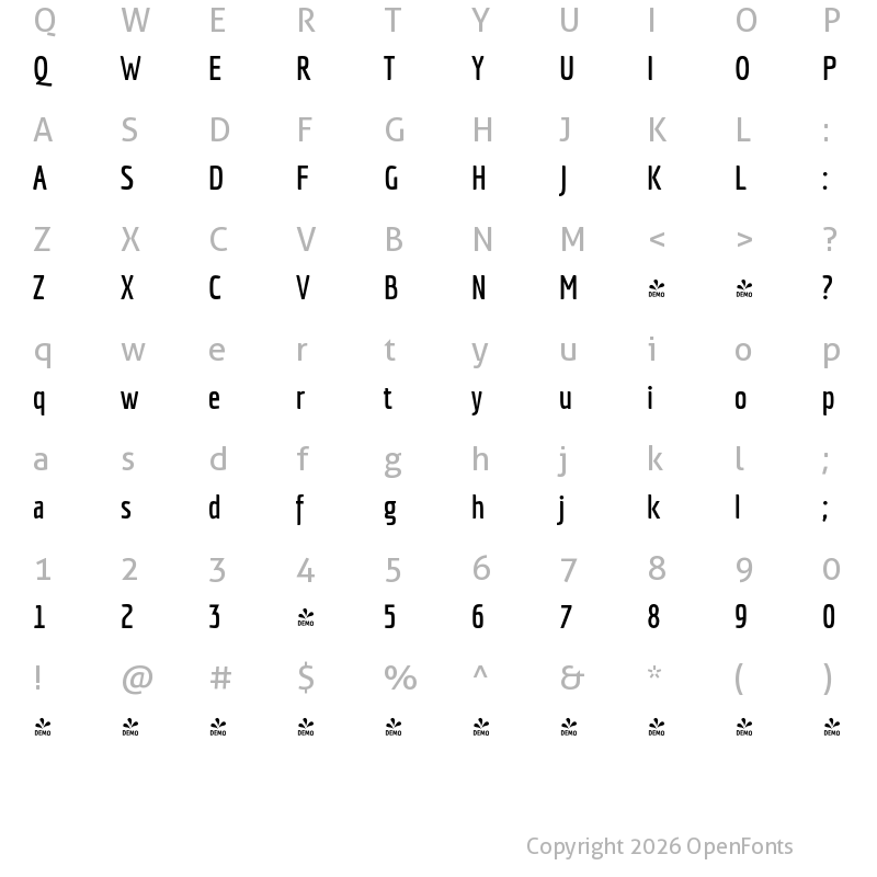 Character Map of FONTSPRING DEMO - Economica Next 02 Bold