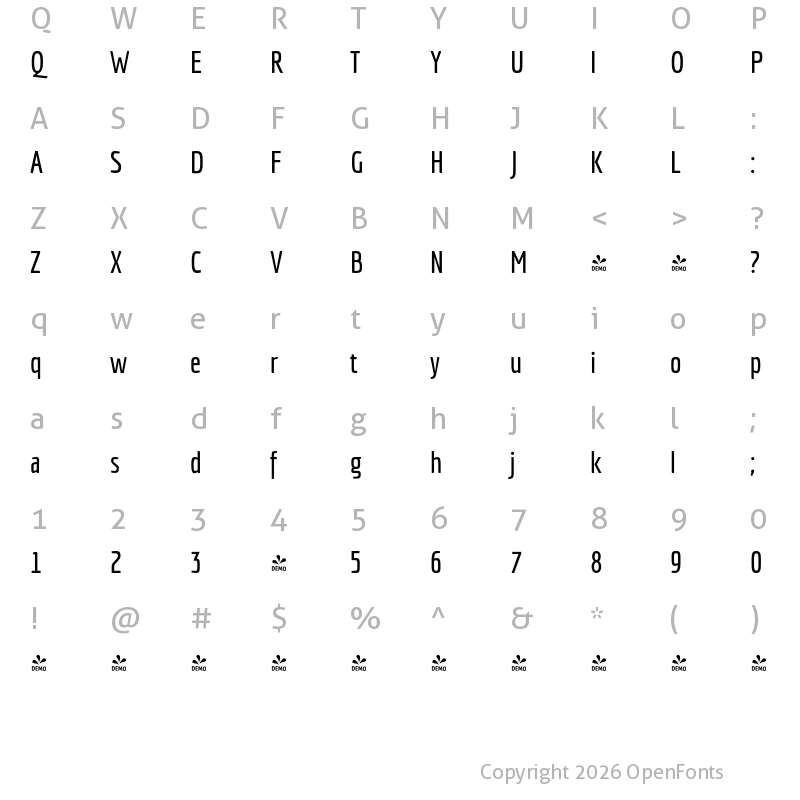Character Map of FONTSPRING DEMO - Economica Next 03 Medium