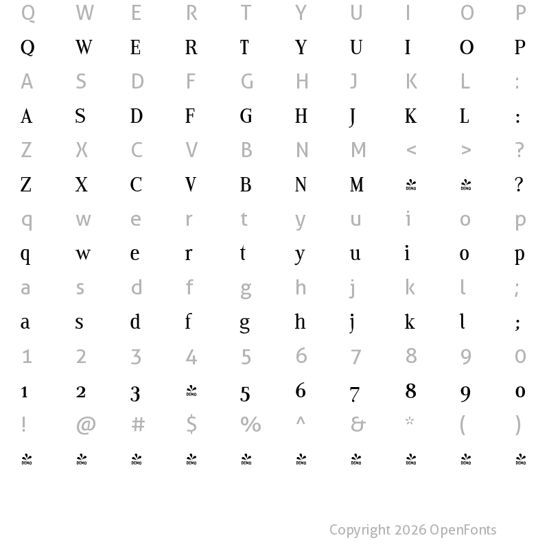 Character Map of FONTSPRING DEMO - Edito C
