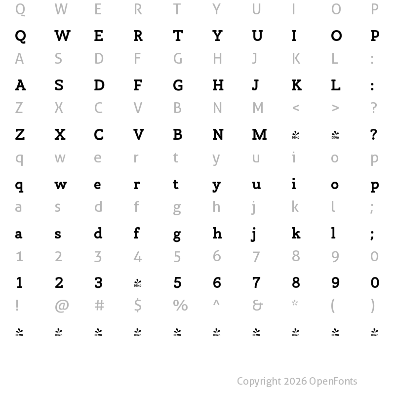 Character Map of FONTSPRING DEMO - Eksja Bold