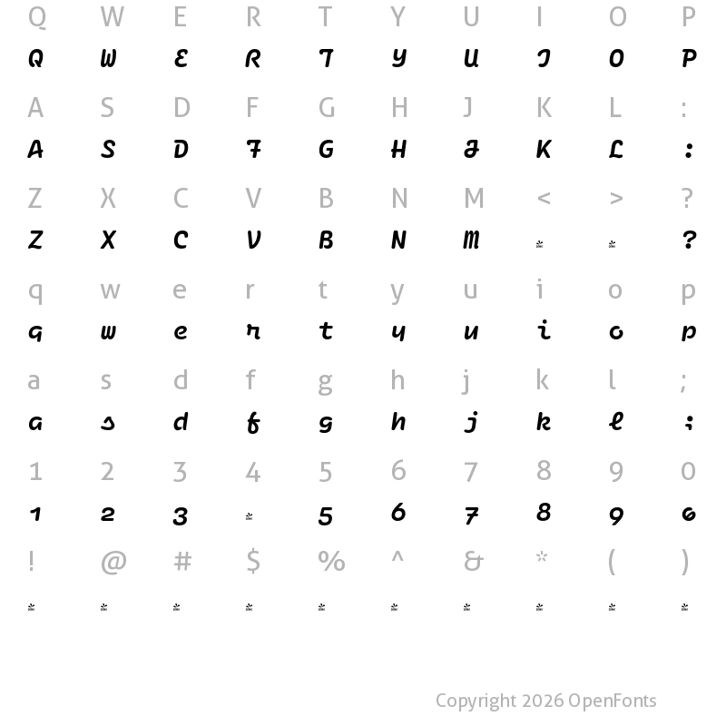 Character Map of FONTSPRING DEMO - Ellograph CF Bold Italic