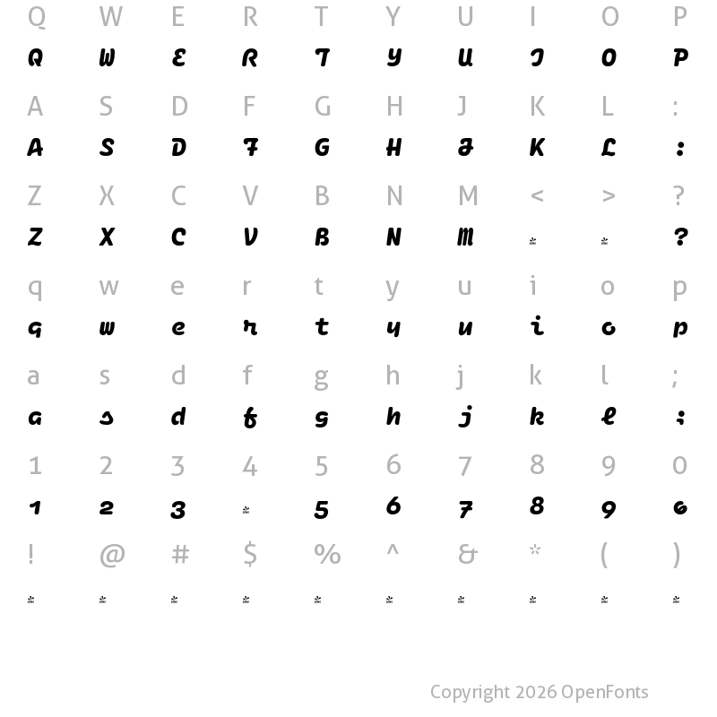 Character Map of FONTSPRING DEMO - Ellograph CF Heavy Italic