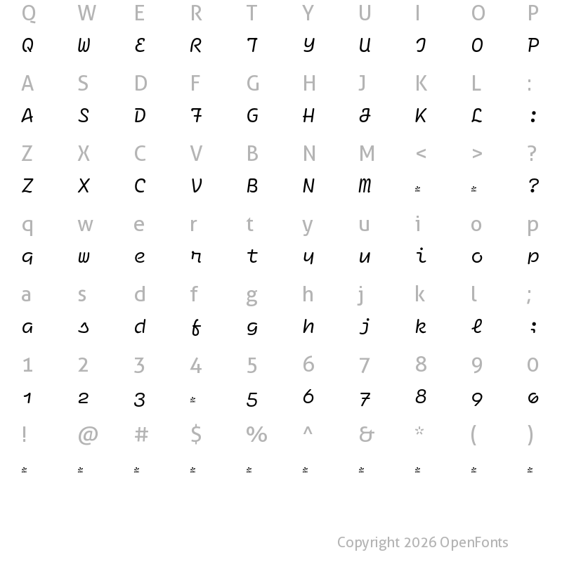 Character Map of FONTSPRING DEMO - Ellograph CF Light Italic