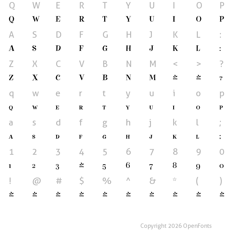 Character Map of FONTSPRING DEMO - ElroySCOSF Regular