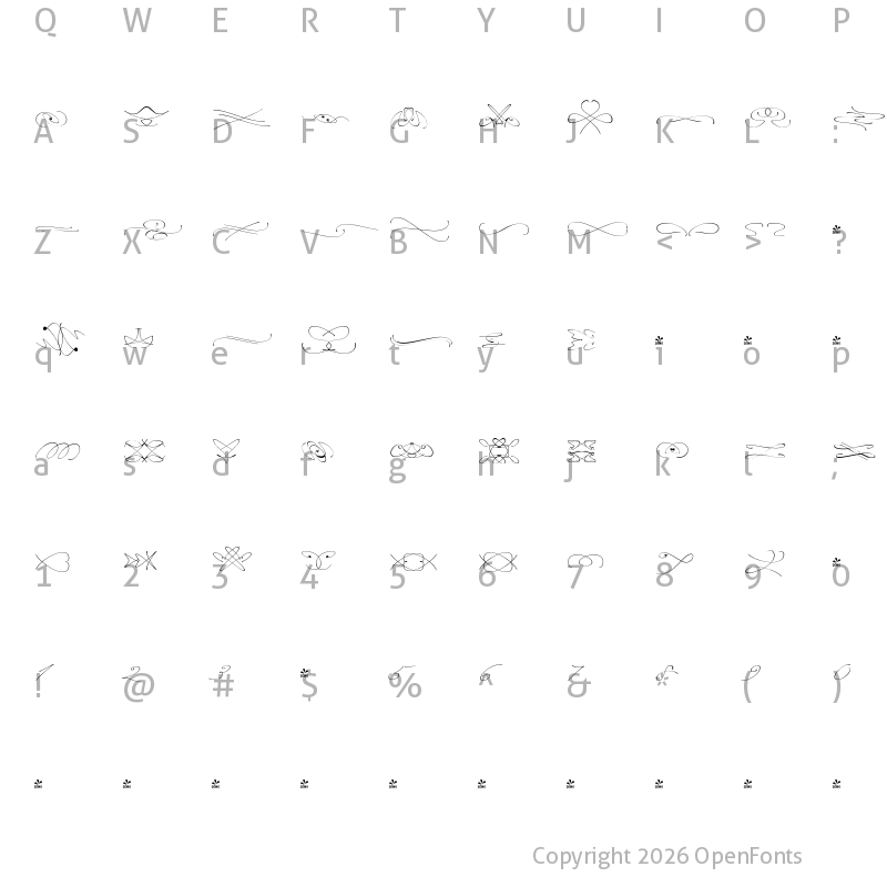 Character Map of FONTSPRING DEMO - Emily In White Swashes I Regular