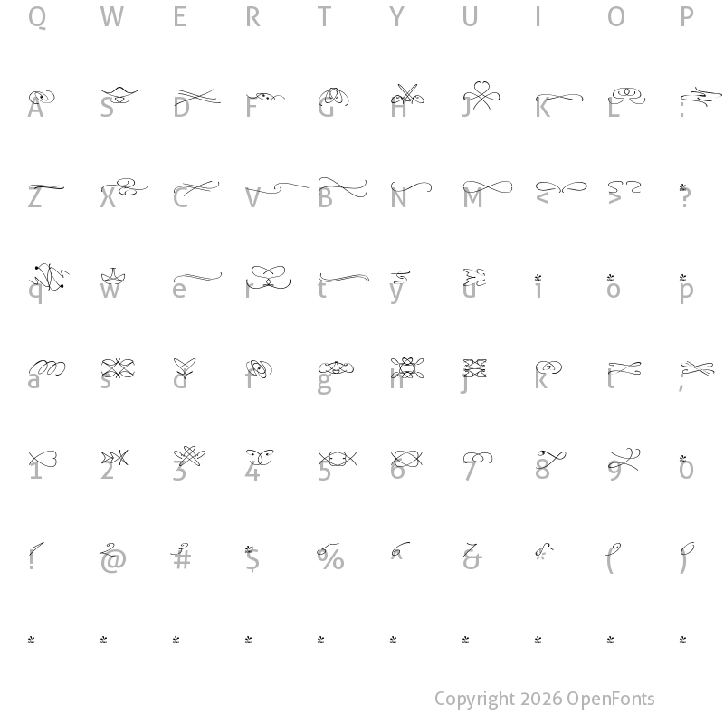Character Map of FONTSPRING DEMO - Emily In White Swashes II Regular
