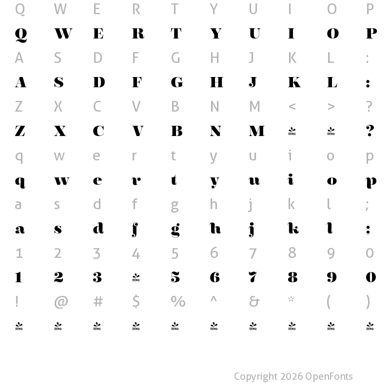Character Map of FONTSPRING DEMO - Encorpada Pro ExtraBold Regular