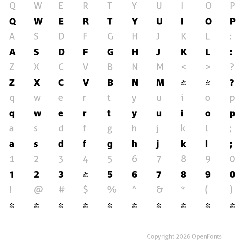 Character Map of FONTSPRING DEMO - EpocaPro-Bold Regular
