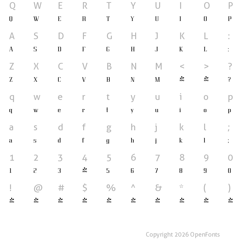 Character Map of FONTSPRING DEMO - Epolis Bold Regular