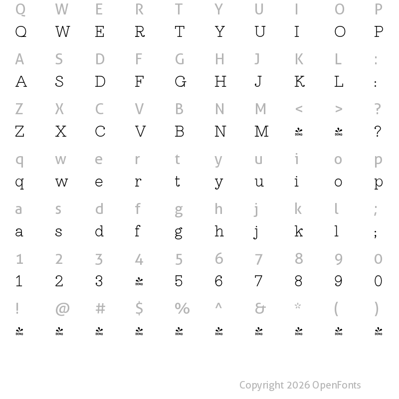 Character Map of FONTSPRING DEMO - Esfera NF Regular
