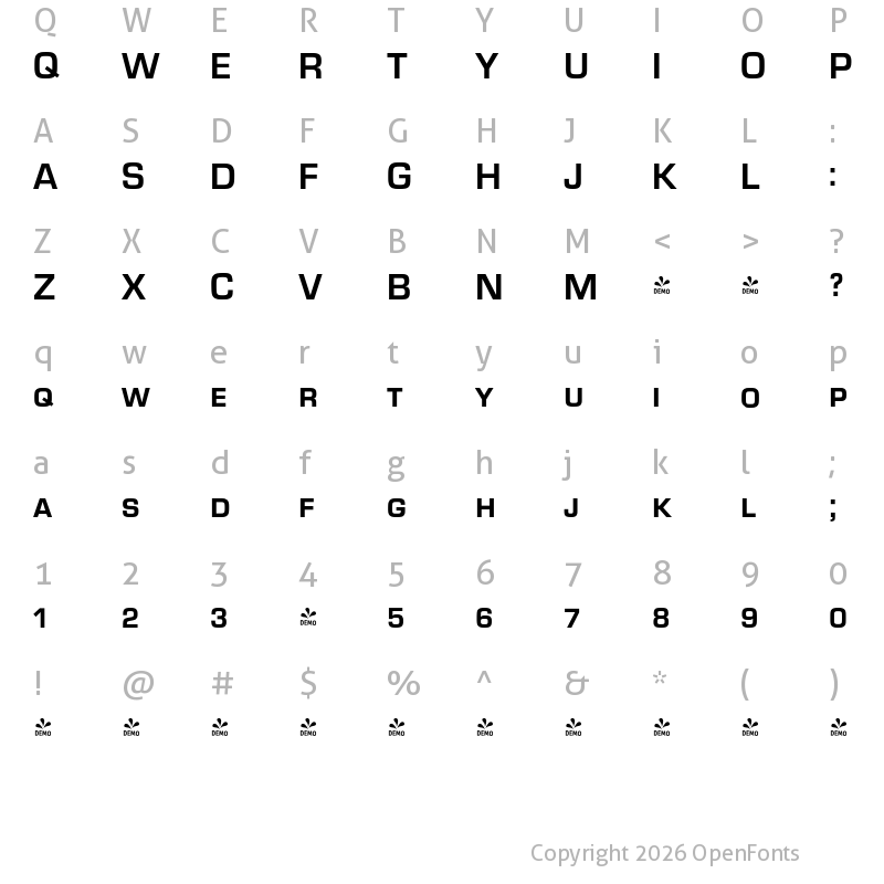 Character Map of FONTSPRING DEMO - EurostileDCDBol Regular