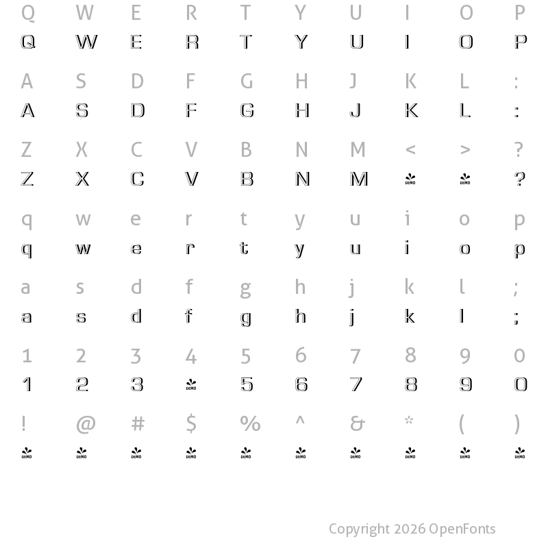 Character Map of FONTSPRING DEMO - EurostileTRegRe1 Regular