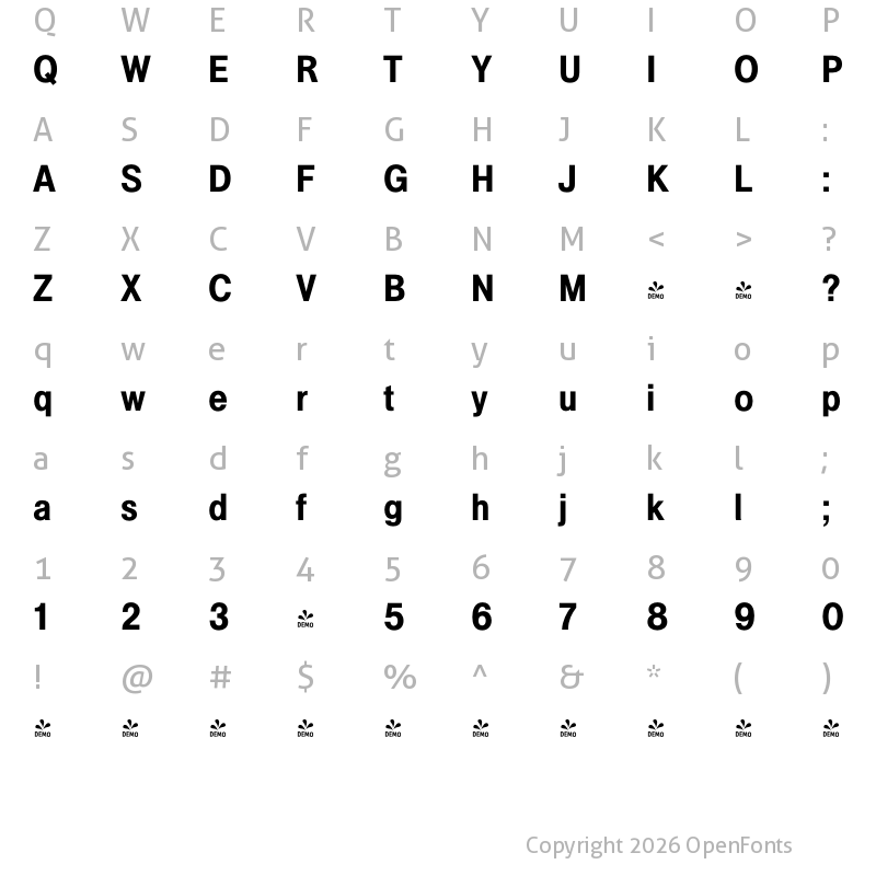 Character Map of FONTSPRING DEMO - Example Bold
