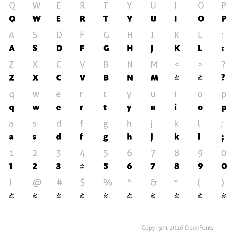 Character Map of FONTSPRING DEMO - Faber Sans Pro Ultra Bold