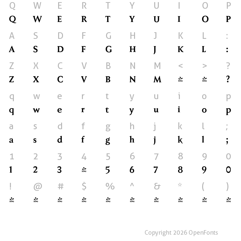 Character Map of FONTSPRING DEMO - Faber Serif Pro Bold