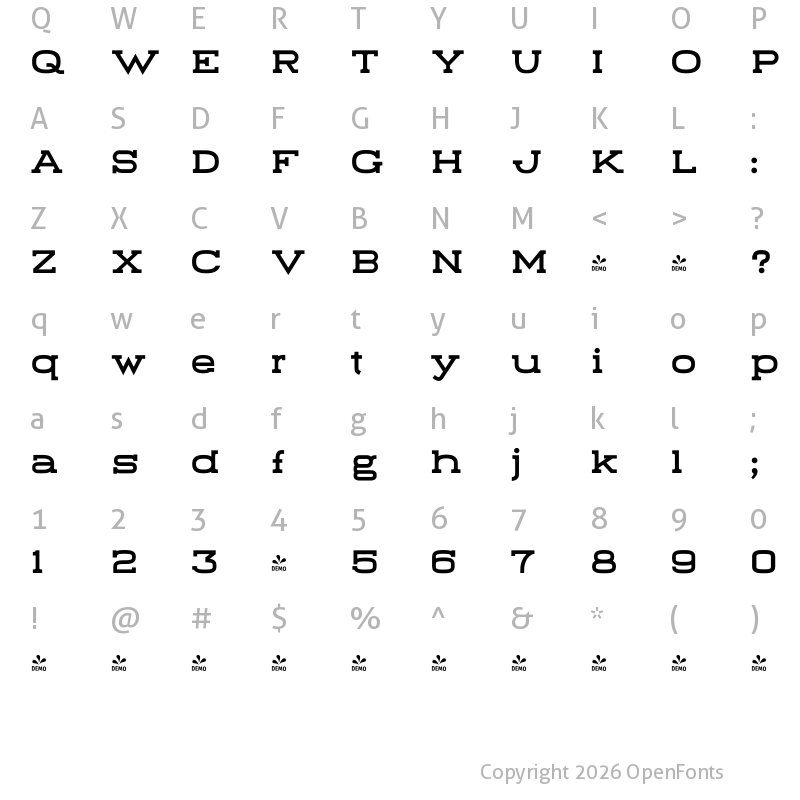 Character Map of FONTSPRING DEMO - Falcon SR 600 Regular
