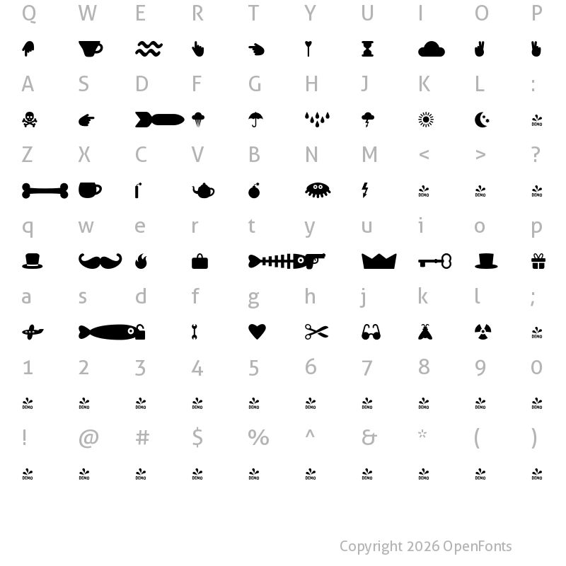 Character Map of FONTSPRING DEMO - Falena icons Regular