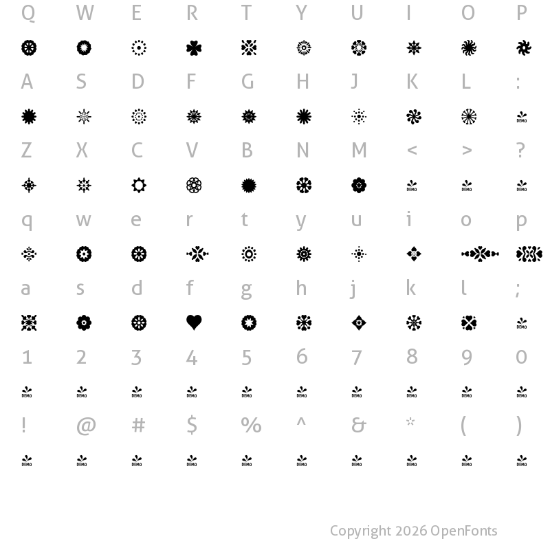 Character Map of FONTSPRING DEMO - Falena ornaments Regular