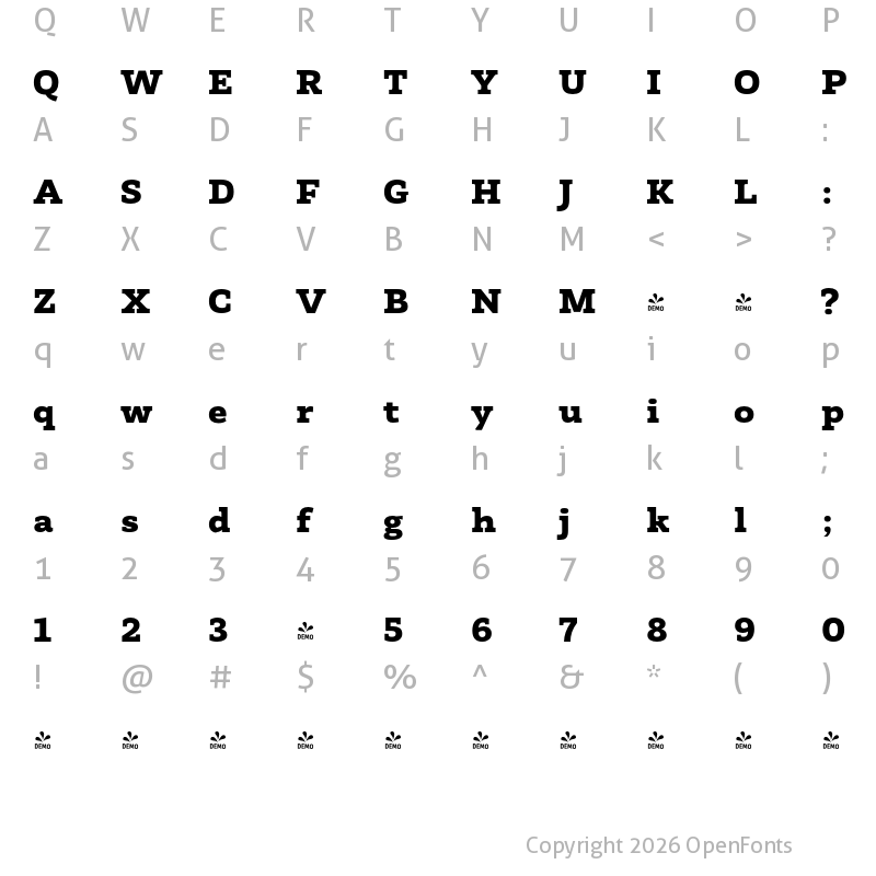 Character Map of FONTSPRING DEMO - Faraon Black Regular