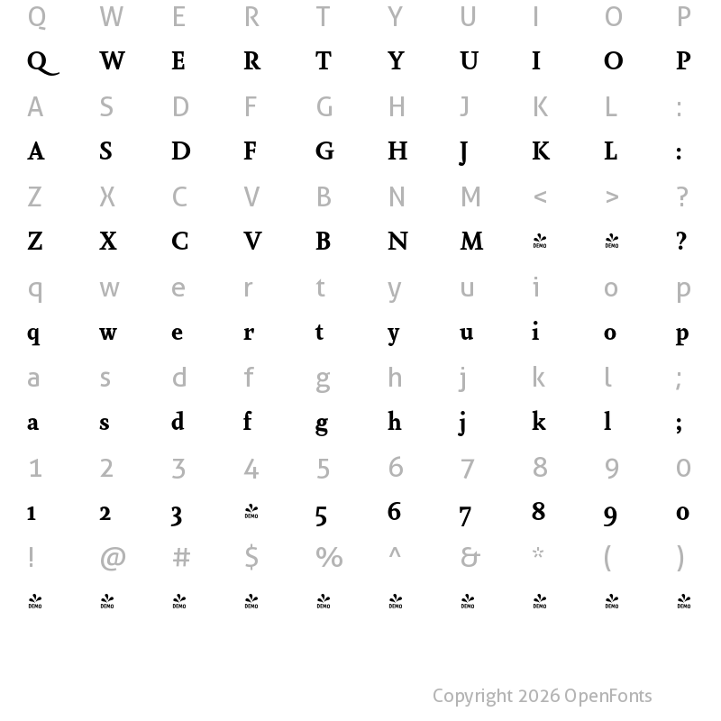 Character Map of FONTSPRING DEMO - Farrerons Serif Bold