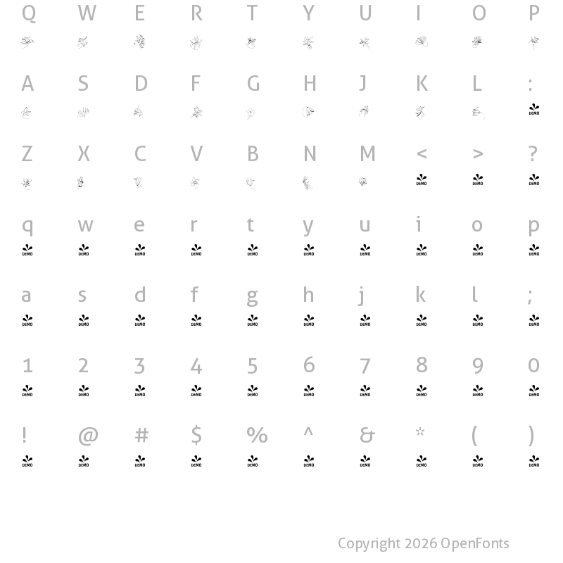 Character Map of FONTSPRING DEMO - Felicita-Fleurs Regular
