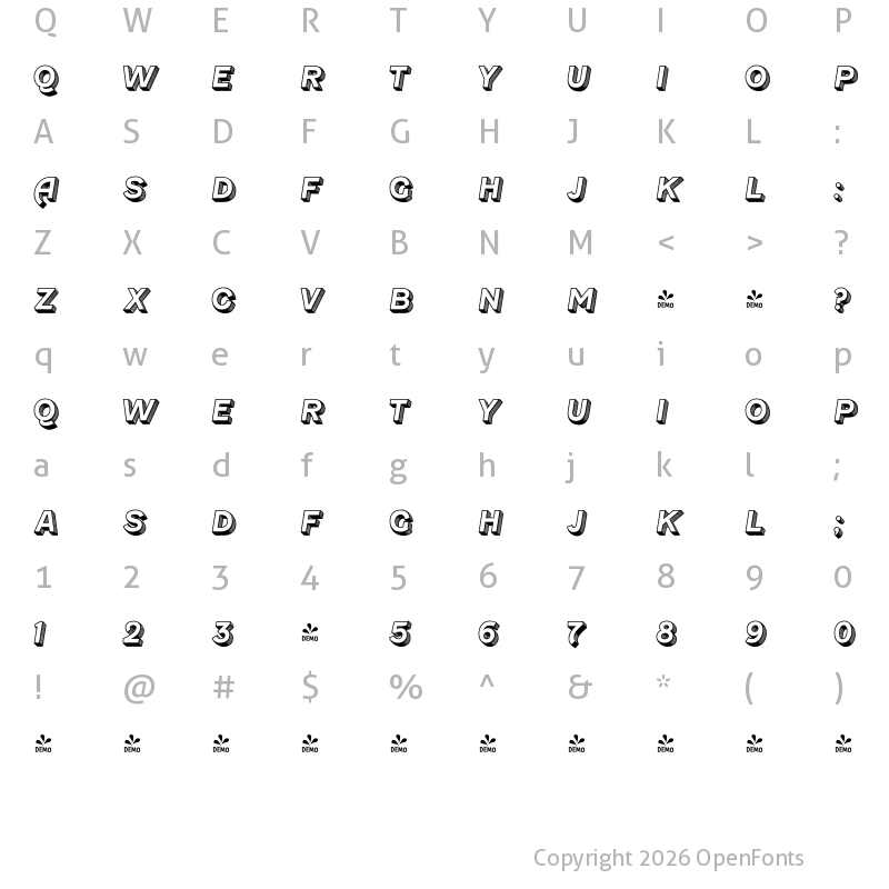 Character Map of FONTSPRING DEMO - Fenwick Olden Regular