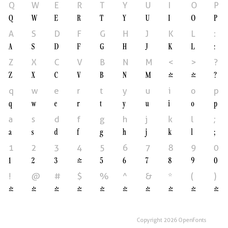 Character Map of FONTSPRING DEMO - Fionas Bold