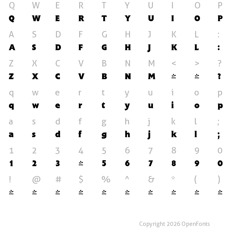 Character Map of FONTSPRING DEMO - Flanders Medium Bold