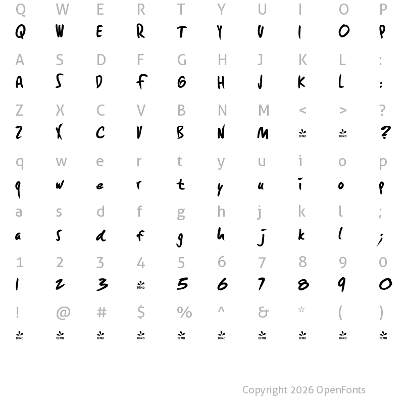 Character Map of FONTSPRING DEMO - Fleche-Heavy Regular
