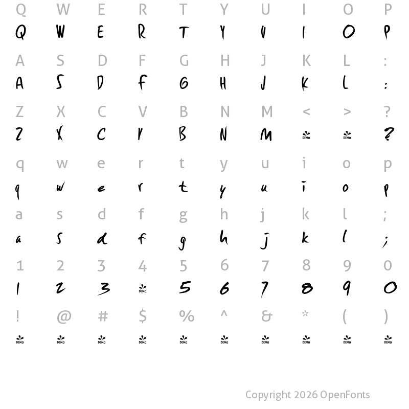 Character Map of FONTSPRING DEMO - Fleche Regular