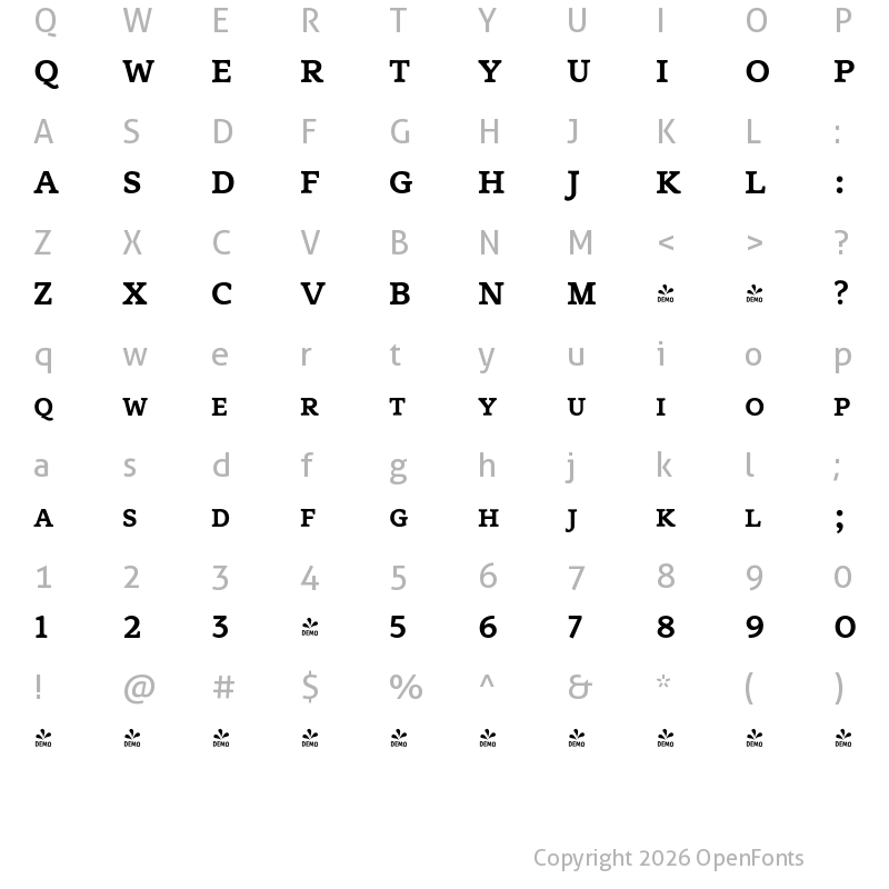 Character Map of FONTSPRING DEMO - Flembo-TextBoldSC Flembo-TextBoldSC