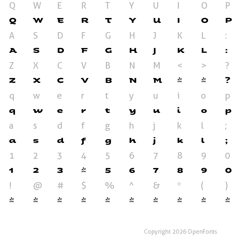 Character Map of FONTSPRING DEMO - Fondue UltraBold Regular
