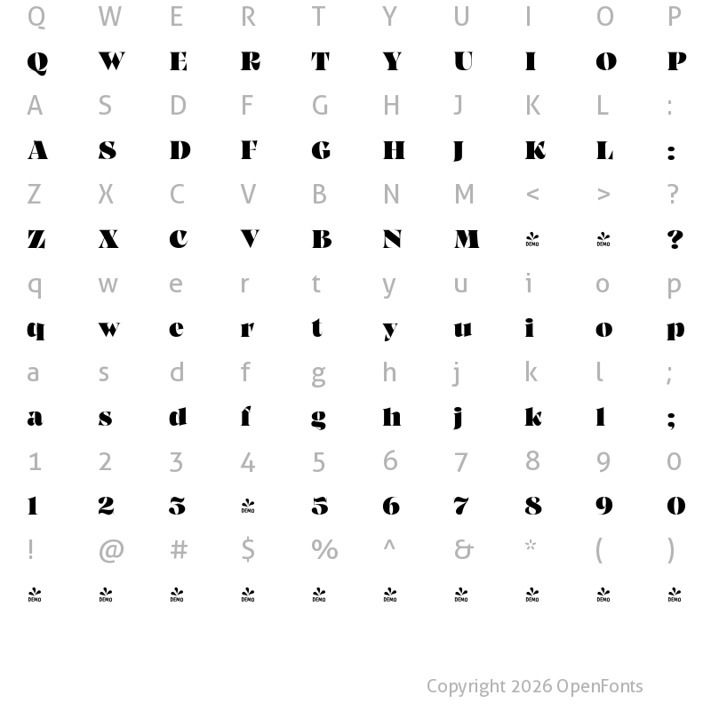 Character Map of FONTSPRING DEMO - Fosca Regular