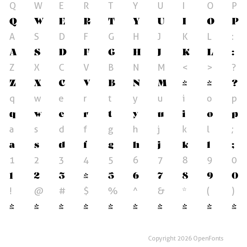 Character Map of FONTSPRING DEMO - Fosca Variable Regular
