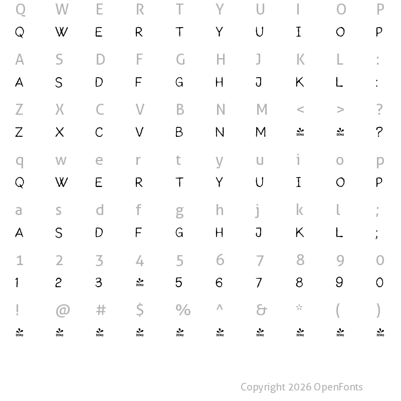 Character Map of FONTSPRING DEMO - Fountain Persona 2 Regular