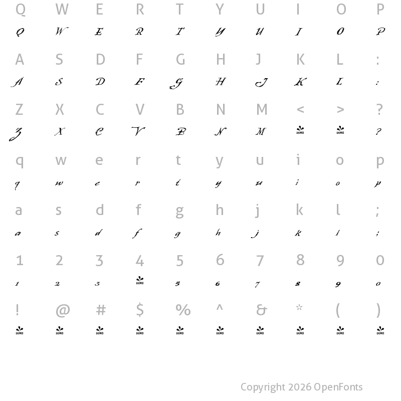 Character Map of FONTSPRING DEMO - FourScore Regular