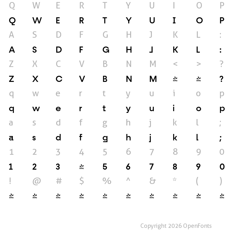 Character Map of FONTSPRING DEMO - Fractul Medium Regular