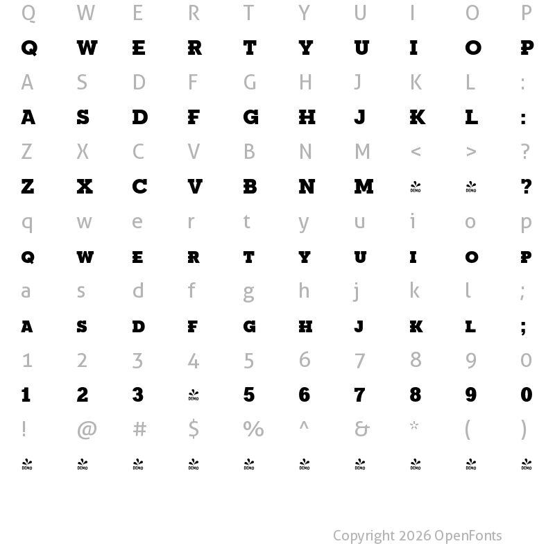Character Map of FONTSPRING DEMO - Fried Chicken SC Black Regular