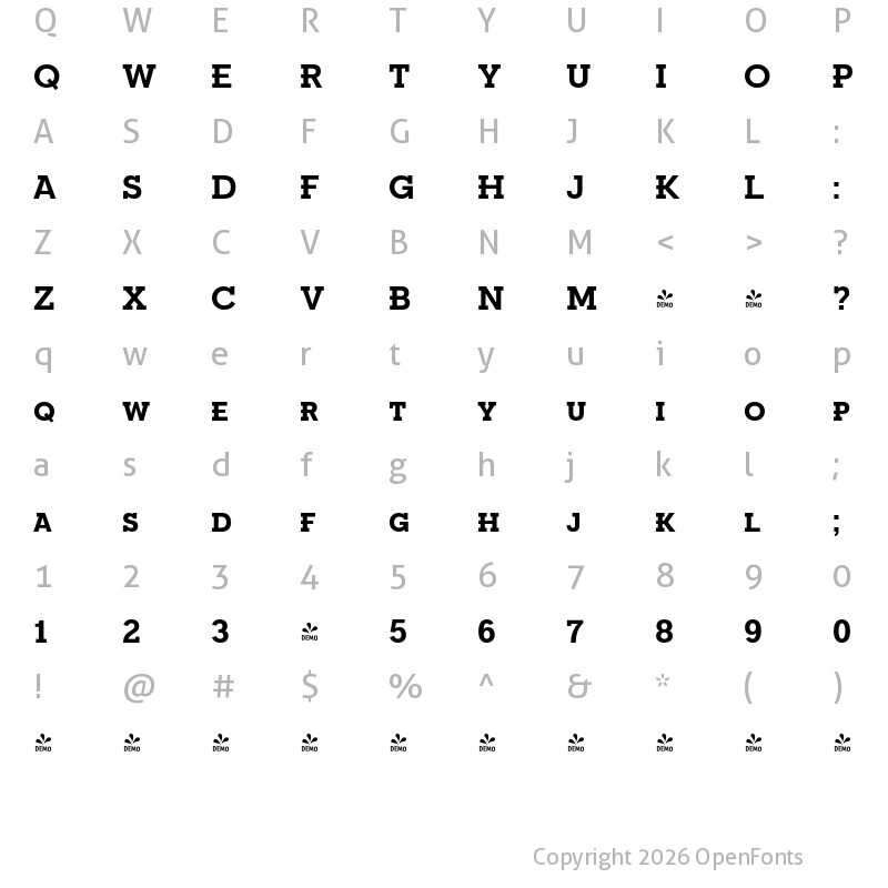 Character Map of FONTSPRING DEMO - Fried Chicken SC Bold
