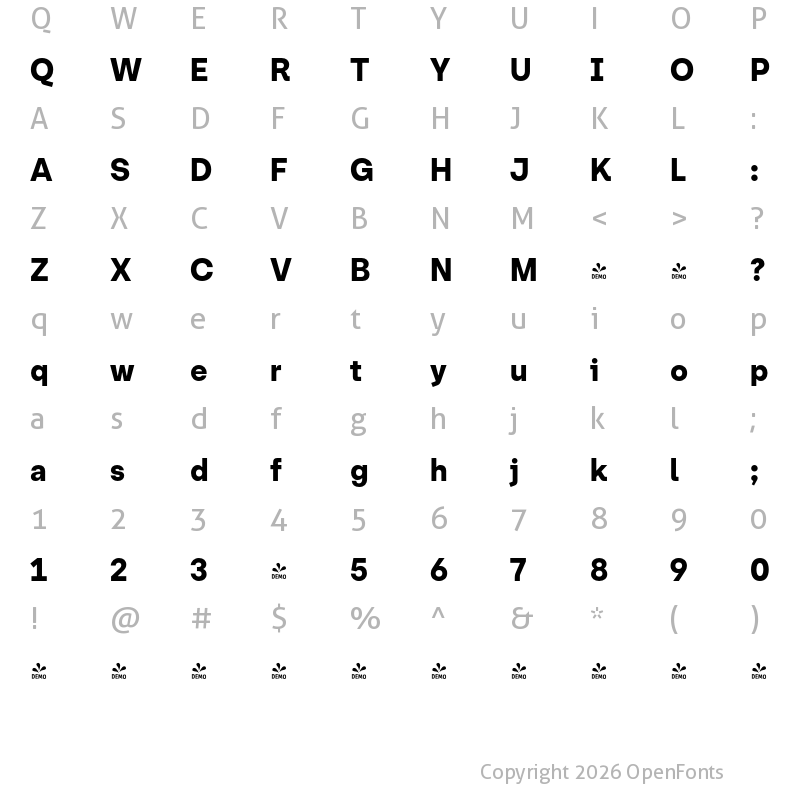 Character Map of FONTSPRING DEMO - Friends Bold