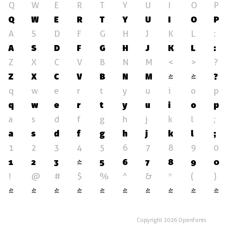 Character Map of FONTSPRING DEMO - Fuse V.2 Text UltraBlack Regular