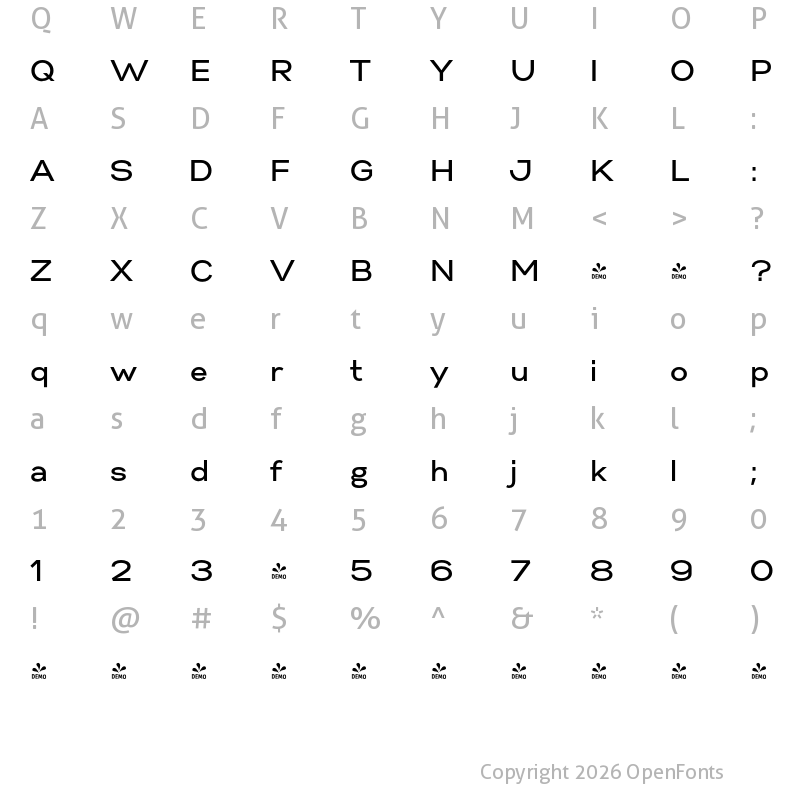 Character Map of FONTSPRING DEMO - Gabriel Sans Medium Regular