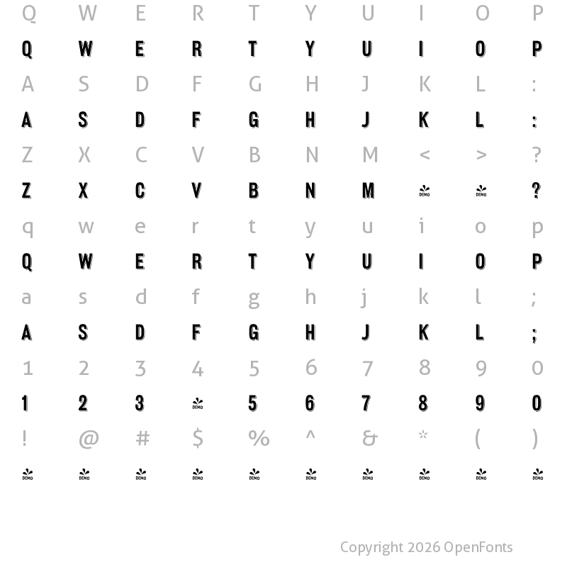 Character Map of FONTSPRING DEMO - Galderglynn 1884 Sh Cd Regular