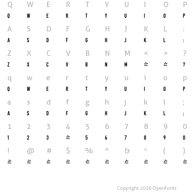 Character Map of FONTSPRING DEMO - Gambler GthS Regular