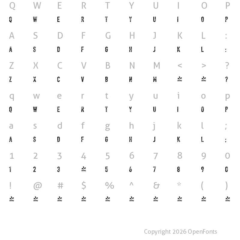 Character Map of FONTSPRING DEMO - Gambler GthSPrint Regular