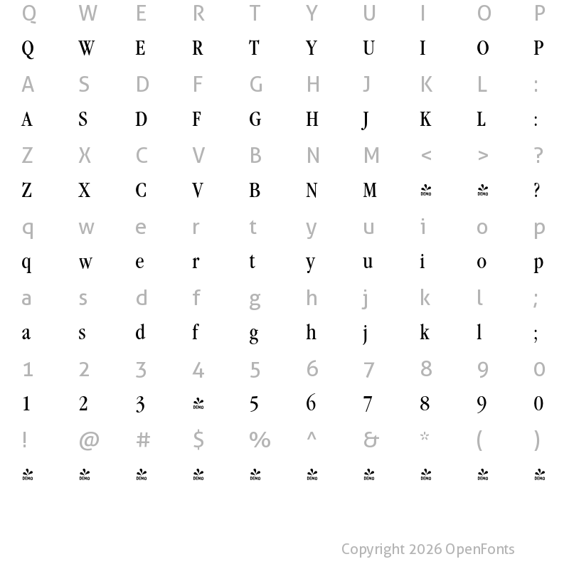Character Map of FONTSPRING DEMO - Garamond Nova Pro Cd Regular