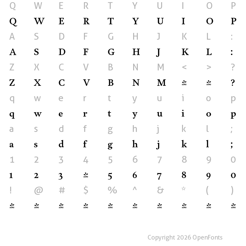 Character Map of FONTSPRING DEMO - Garvis Pro Semibold Regular