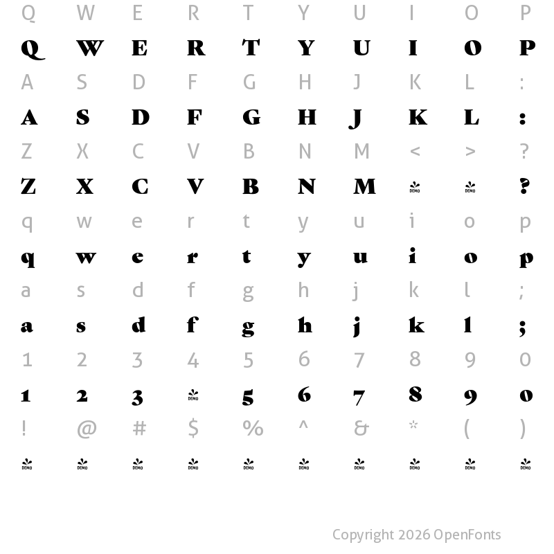 Character Map of FONTSPRING DEMO - Gastromond Regular