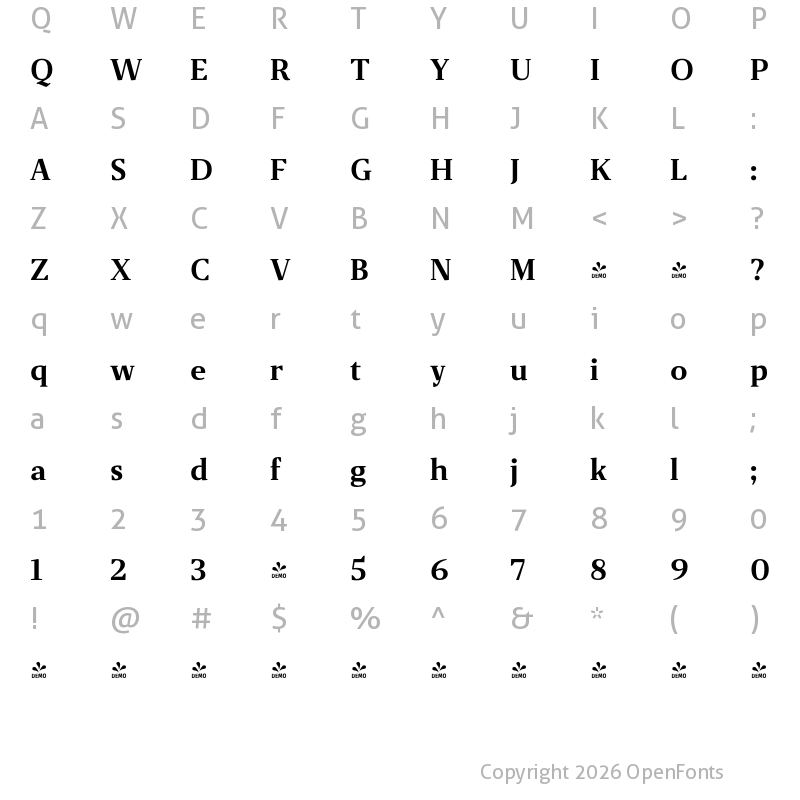 Character Map of FONTSPRING DEMO - Gazeta SemiBold Regular