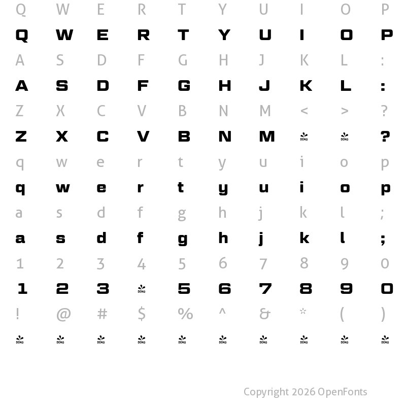 Character Map of FONTSPRING DEMO - Geom Graphic Bold Regular